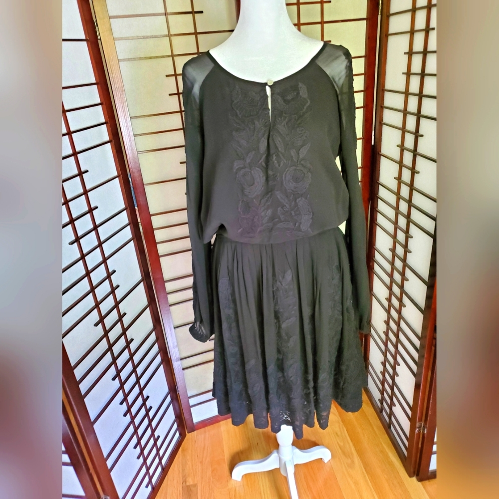 Calypso long sleeve Boho dress, size M